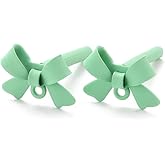 DanLingJewelry 20Pcs Bowknot Stud Earring Findings Light Green Bow Tie Studs Earring Posts with Hole for DIY Jewelry Making