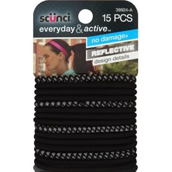 Amazon Com Scunci Everyday Active Hair Ties Black 15 Count