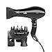BERTA 1875W Ceramic Tourmaline Hair Dryer Negative Ionic Blow Dryer 2 Speed & 3 Heat Settings AC Motor with 4 professional Accessories(Black)