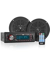 Pyle Radio con sintonizador AM FM PLL, lector de USB SD MMC, integrada al tablero, color marino, TheDeepDiscount, Negro