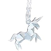 Origami UNICORN Necklace in Sterling Silver with 16" Chain