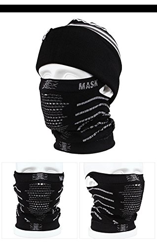 Lorsoul Outdoor Face Mask Balaclava - Multifunctional Seamless Headwear Neck Warmer for Men Women Winter Warm Motorcycle Hiking Running Cycling Ski Snowboard (Black)