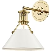 Hudson Valley Lighting MDS350-AGB/OW Painted No.2-1 Light Wall Sconce - 9.5 Inches Wide by 11 Inches High, Aged Brass/Off Whi