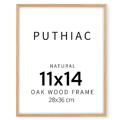 puthiac 11x14 in Natural Solid Oak Wood Picture Frame - 28x36 cm Poster Frame, 11"x14" Frame Wood, Natural Solid Wooden Picture Frames Poster Frame Wall Photo Frame(1 Pack, Nature)