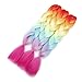 Rainbow Kanekalon Braiding Hair 3pcs Ombre Jumbo Braiding Extension High Temperature Rainbow Color Jumbo Hair (3pcs, Rainbow)