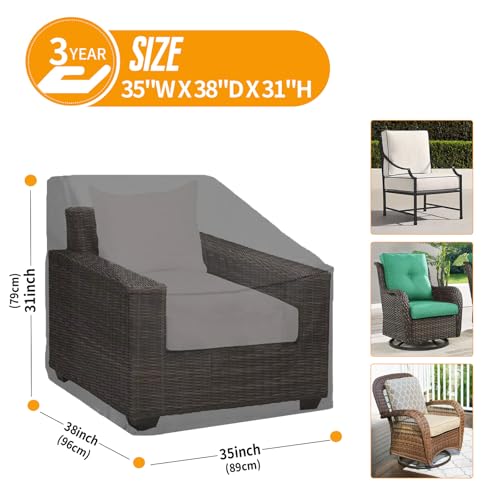 Kipiea 500D Patio Chair Covers Waterproof Winter - 2 Pack Lawn Outdoor Furniture Chair Covers with Anti UV and No Tears, No Fading (35"W x 38"D x 31"H)
