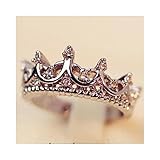 Princess Silver Rhinestone Queen Crown Ring Size 7 8 9