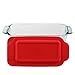 Pyrex Basics 1.5 Quart Clear Glass Loaf Dish with Red Plastic Lid, Bread and Meatloaf Pan - Includes Bamboo Hot Pad by Andalus