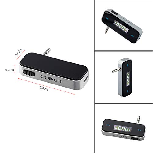 ECRAB FM Transmitter in-car Wireless Audio Adapter for iPad iPhone Samsung Sony Tablet MP3/MP4 Players Android, Mini FM Modulator with Built-in 3.5mm Aux Port - Thumbnail 2