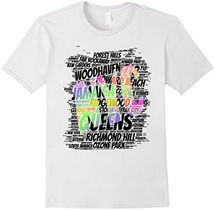 Mens Put Queens on map new york city nyc word T-shirt XL White