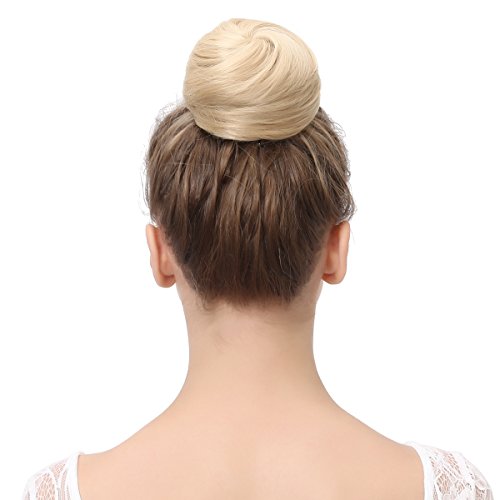 SARLA Donut Chignon Bun Straight Updo Hair Bun Hairpieces Synthetic Scrunchie Hair Bun Extensions Q3 (4# Dark Brown)