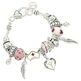 Rosemarie Collections Women's Beaded Charm Bracelet 