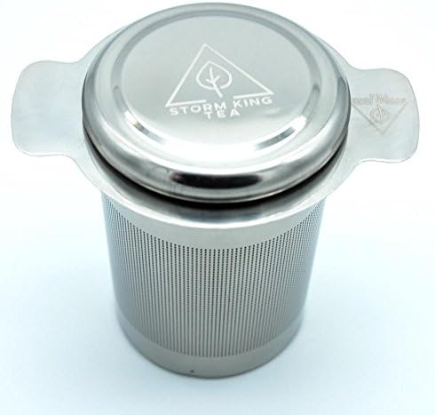 Stainless Steel Tea Infuser/Strainer with coaster lid: for Brewing Tea Directly in the Cup; by Storm King Tea