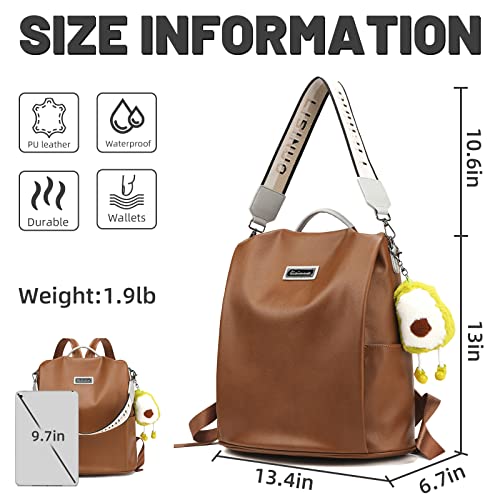 UHIW Backpack Purse for Women Backpacks Fashion Leather Bookbag Pu Handbags And Shoulder Bags with Tassel (Brown)