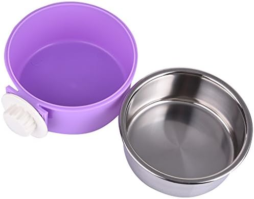Bestmemories Stainless Steel Pet Dog Bowls Hanging Dog Feeding Holder Bowl Food Feeding Station Water Bowl Feeder Bowls Best Pet Bowl for Feeding Dogs Cats Puppies (Purple)