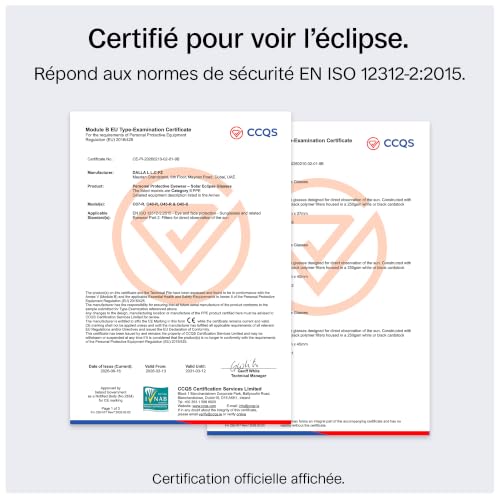 ORRO Lunettes d’éclipse solaire 37 mm, Lot de 2/6/12/50, Noires, Protection oculaire certifiée, Testées EN ISO 12312-2:2015, Marquage CE pour observation directe du soleil - Coupe classique