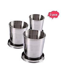 Acero inoxidable camping plegable vaso plegable pa