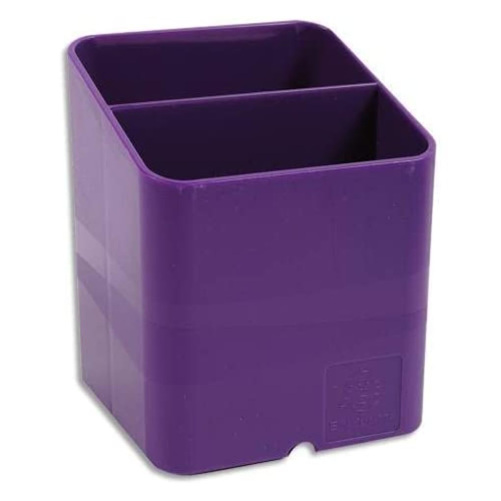 Exacompta - Ref 67720D - Iderama Collection - Pen-Cube Pen Pot - 74 x 74 x 93mm in Size, Space-Saving Design, 2 Sections for Desk Organisation - Purple