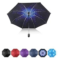 Automatic Travel Umbrella Compact Mini Umbrella Windproof Folding Rain Umbrella (Star sky)