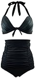 AshopZ Women's Sexy 2 Pcs High Waist Retro Bikini Swimsuit Set