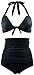AshopZ Women's Sexy 2 Pcs High Waist Retro Bikini Swimsuit Set