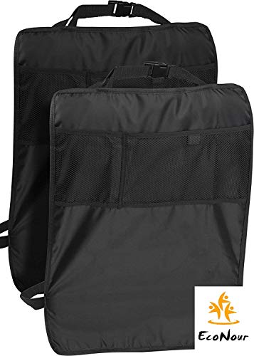 image for EcoNour Seat Back Protectors (2 Pack) - Car Kick Mats with 2 Mesh Pock