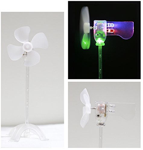 Smallest LED windmill, wind power experimental model, suitable for energy conservation educational experiment, cultivate free research and imagination, used as fun toy or ornament (Green & Red & Blue)