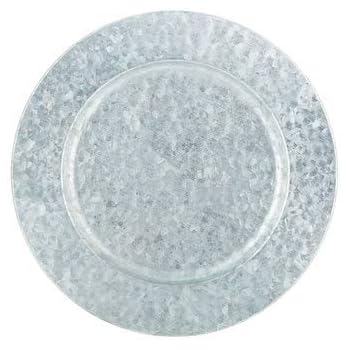 SARO LIFESTYLE Galvanized Metal Charger Plate - Distressed Silver Finish, 13 Inch Round, Set Of 4 - View #5