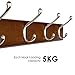 Homfa Bamboo Hook Rack with 6 Dual Scroll Wall Hanger Hooks for Jackets, Coats, Hats, Scarves Retro color