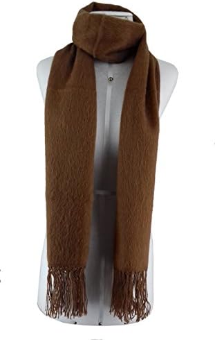 TINKUY PERU 100% Alpaca Wool Peruvian Men´s Muffler Woven Scarf Brown Fringes