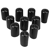 CNBTR Soft Rubber Screw Thread Protector Cover Vinyl Round PVC Hose End Caps Rubber Finisher Pipe Stop Pack of 10 (12mm, Black)