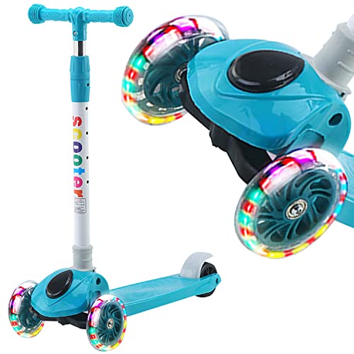 DMG TECH Kick Scooters for Kids, Scooter for Child Toddler Kick Scooter with Foldable, 4 Adjustable Height, سكوتر, Light Up Wheels for Ages 2-12Kids Balance Exercise