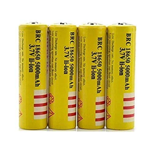Hqdz 4PCS Li-ion Rechargeable 18650 Batteries 5000AMH 3.7V Button Top for Led Flashlight, Toys, Household Appliance (4PCS Batteries)