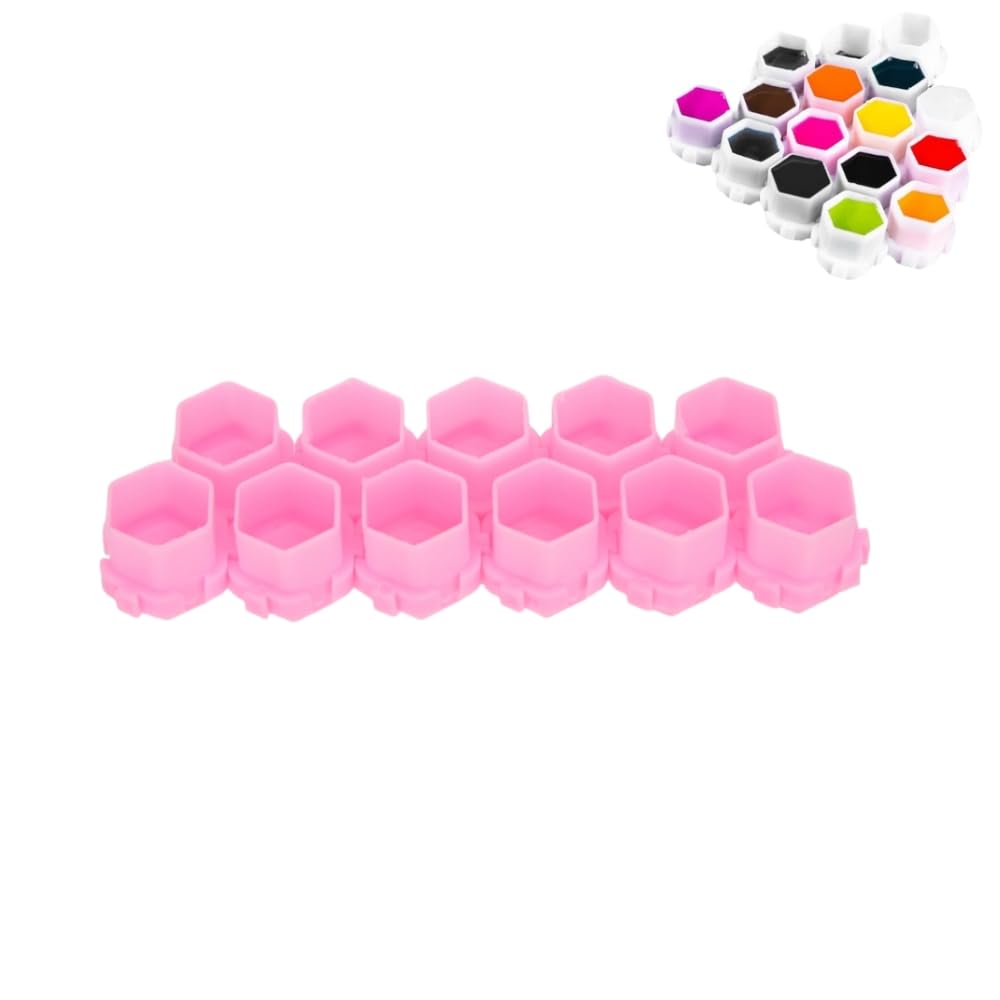 200Pcs Tattoo Ink Cups, Honeycomb Shape Pigment Holder Cups, Permanent Makeup Supplies, Tattoo Makeup Container Tattoo Accessory (Pink)