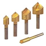 Drill Warehouse 5 Pc Titanium Chamfering Countersink Drill Bit Set - 1/4