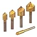 Drill Warehouse 5 Pc Titanium Chamfering Countersink Drill Bit Set - 1/4