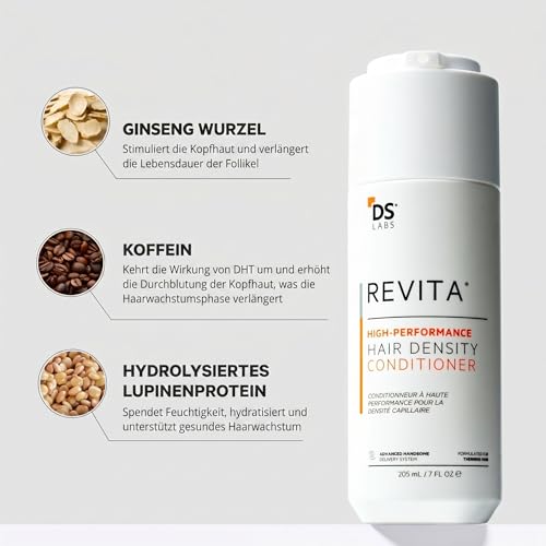 DS Labs For Men & Women Revita Conditioner - Scalp Refreshing Hydration for Fuller Looking, Weightless Hydration, Caffeine, Turmeric, Sulfate & Silicone Free, Color Safe, 205 mL