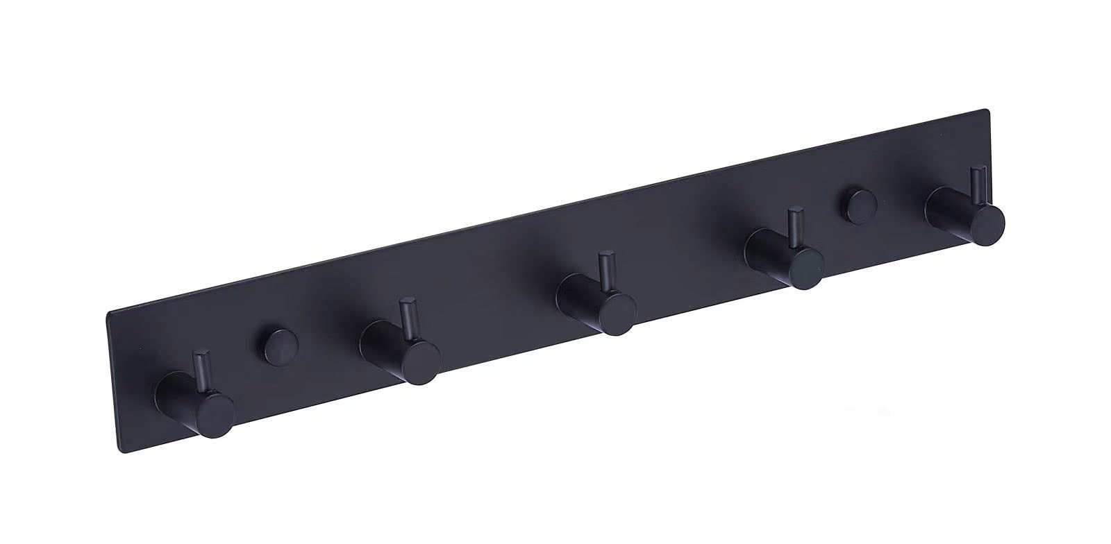 QNIIAED Coat Hook Wall Mounted,Multipurpose Modern Stainless Steel Screw In Door Hook Metal Heavy Duty Coat Rack Row Of hook Hanger Towel Robe Clothes Hat Hook For Bathroom Bedroom(Matte Black 5 Hook)
