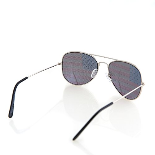 Shaderz USA America Aviator Sunglasses Silver Color Frame