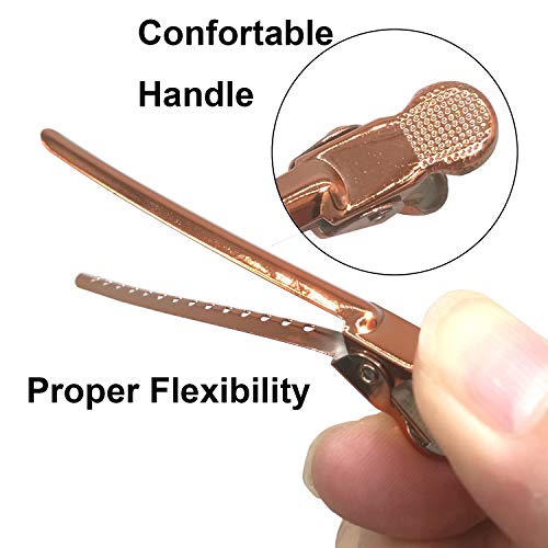12Pcs Dividing Duck Bill Clips, Clamp Hair Styling Clips Hairpin Metal Hairdressing Sectioning For Salon Styling Tools (Rose Gold)