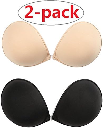 2-Pack Women's Strapless Bra Self Adhesive Silicone Invisible Push-up Bra Reusable Backless Sticky Bras