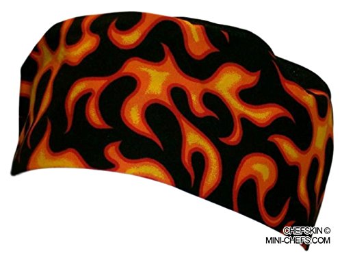 Chefskin Flames Beanie Hat Chefs Bakers Doctors Mesh