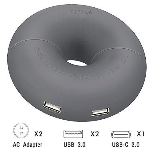 Power Strip & USB Multiport Fast Charging Station By LDesign - Mini, Compact, Round, Portable Design - 2 Universal Outlets, 2 USB3 Ports & 1 USB-C 3 Port - For Apple & Android Phones Tablets & Devices