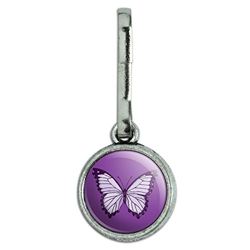Antiqued Charm Clothes Purse Luggage Backpack Zipper Pull Butterfly Butterflies - Purple Insect