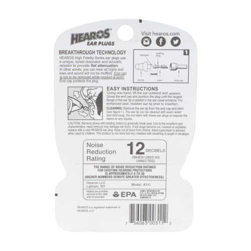 HEAROS High Fidelity Series Ear Plugs for Comfortable Long Term Use