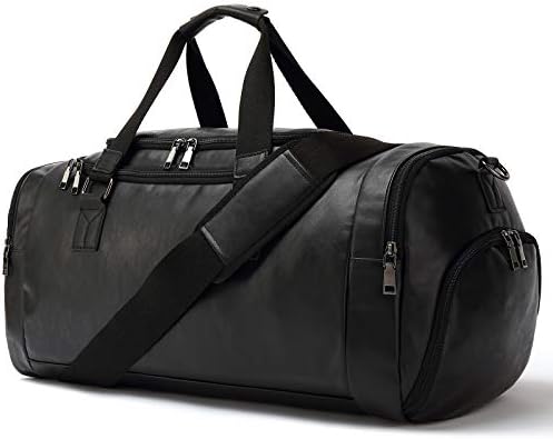 Travel Duffel Bag Leather with Shoe Compartment for Overnight Business Carry on Bag 1 Travel Duffel Bag Leather with Shoe Compartment for Overnight Business Carry on Bag