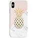 YeLoveHaw for XS Case for Girls, Flexible Soft Slim Fit Full Protective Cute Shell Phone Case with Marble and Golden Pineapple Pattern for X 5.8 Inch (Marble Pineapple)