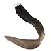 Fshine Tape In Hair Extensions Ombre Invisible Glue In Hair Extensions Dark Roots Black and Blonde Tape In Extensions Color 1B Fading To 8 Brown and 22 Blonde 20 Pcs 50 Gram