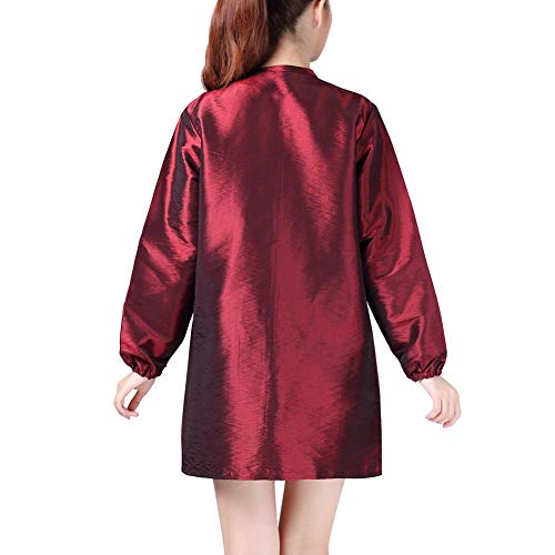 KAHOT Professional Salon Smock Stylist Jacket Cosmetology Uniform Zipper Hairdressing Cape Hairdresser Work Clothes Hair Beauty SPA Guest Client Kimono Gown (XL, Wine red)