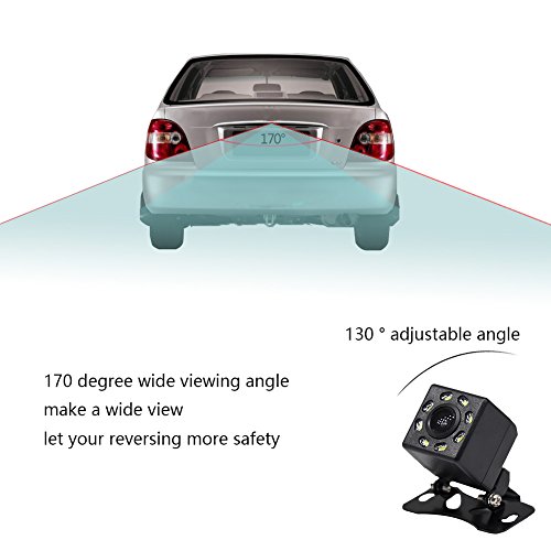 Universal Reverse Camera Rear View Camera Vehicle Backup Cameras Waterproof for car with 170 Degree Viewing Parking Guideline 8 LED Lights Night Vision Anti-fog 12V Adapter for RV SUV CRV Cars by GLK